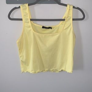 Boohoo yellow crop tank top